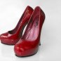 Sexy ladies' maroon high-heel platform pump shoes