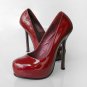 Sexy ladies' maroon high-heel platform pump shoes