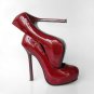 Sexy ladies' maroon high-heel platform pump shoes