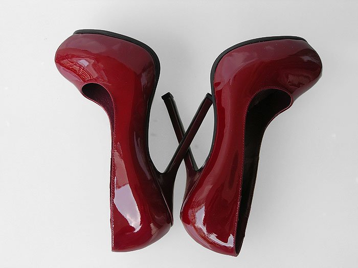 Sexy ladies' maroon highheel platform pump shoes