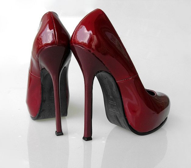 Sexy ladies' maroon high-heel platform pump shoes