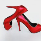 Sexy hot women red peeptoe zip model pump shoes