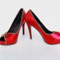 Sexy hot women red peeptoe zip model pump shoes