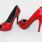 Sexy hot women red peeptoe zip model pump shoes
