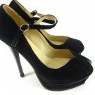 Classic women peeptoe strap pump shoes