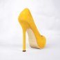 2011 free shipping‘ YSL‘suede yellow pump shoes women real leather shoes