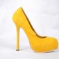 2011 free shipping‘ YSL‘suede yellow pump shoes women real leather shoes