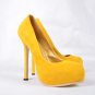 2011 free shipping‘ YSL‘suede yellow pump shoes women real leather shoes