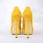 2011 free shipping‘ YSL‘suede yellow pump shoes women real leather shoes