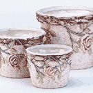 3 PC POTTERY ROSES POTS SET