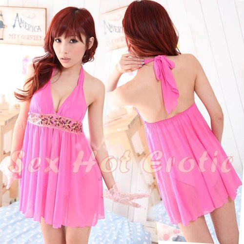 Pink Sexy Lingerie Hot & Cute women underwear sleep dress badydoll BD#14
