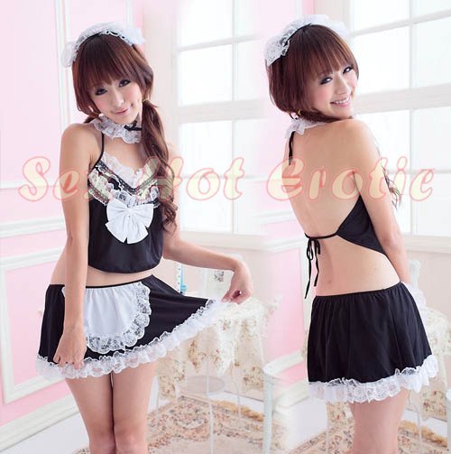 French Maid Costume Cosplay Japanese coat Lingerie Hot Sexy Cute women badydoll MC46
