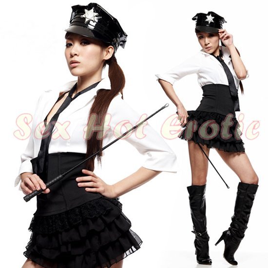 New SEXY & HOT Police Cosplay Dress Navy GIRL Costume Lingerie PO# 05