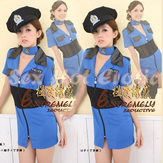 New SEXY & HOT Police Cosplay Dress Navy GIRL Costume Lingerie PO# 08