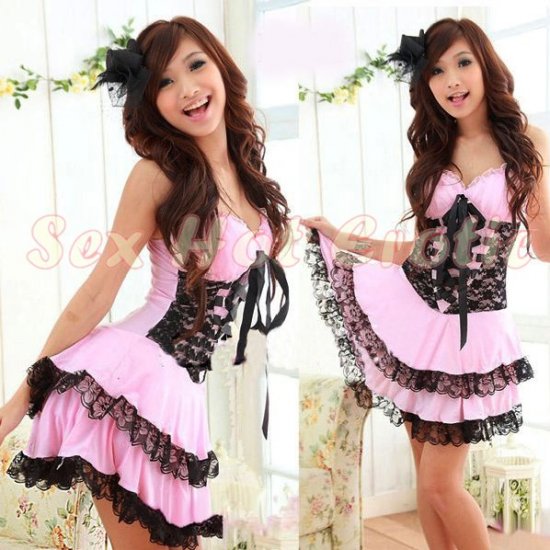 Princess Lolita Cake dress Costume Cosplay Japanese Hot Sexy Cute women badydoll PI01A Pink