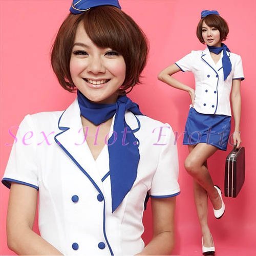 New SEXY & HOT Flight Attendant Stewardess Girl Cosplay Dress Cute women Costume Lingerie FA# 01