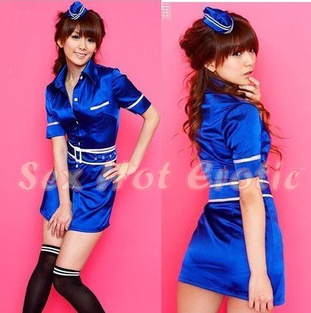 New SEXY & HOT Flight Attendant Stewardess Girl Cosplay Dress Cute women Costume Lingerie FA# 15