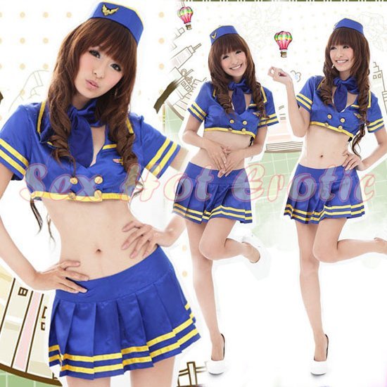 New SEXY & HOT Flight Attendant Stewardess Girl Cosplay Dress Cute women Costume Lingerie FA# 20