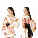 New Hot & Sexy Lace Japanese Kimono Lingerie Costume Sleep Dress White KM#26