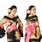 New Hot & Sexy Lace Japanese Kimono Lingerie Costume Sleep Dress Black KM#26
