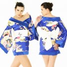 New Hot & Sexy Lace Japanese Kimono Lingerie Costume Sleep Dress Blue KM#26