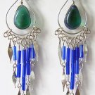 INDIAN BLUE Silver Lucite Beads Chandelier Earrings
