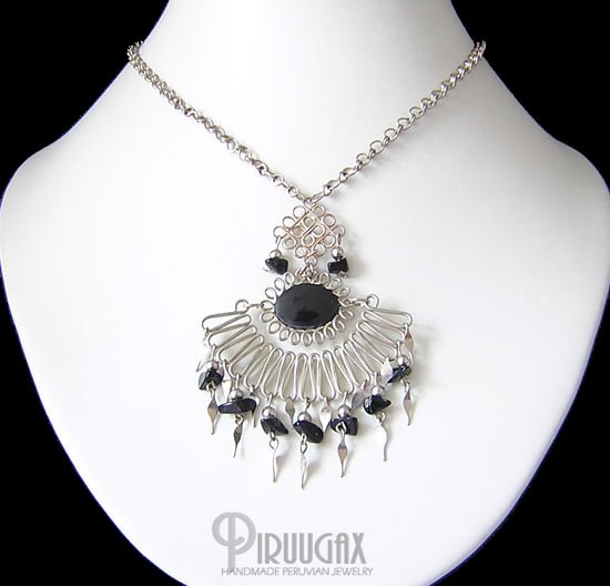 TALISMAN Silver Black Obsidian Necklace Choker