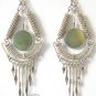 DEVOTION Green Agate Silver Chandelier Earrings