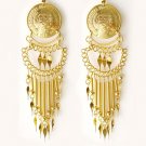 INCA TREASURE ~ 24K Gold Plated Vintage Coin Chandelier Earrings