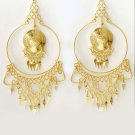 IMPERIAL HOOPS~ 5" 24K Gold GP Coins Chandelier Earrings