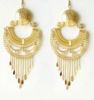 GOLD DELIRIUM ~ 24K Gold Plated Vintage Coin Chandelier Earrings