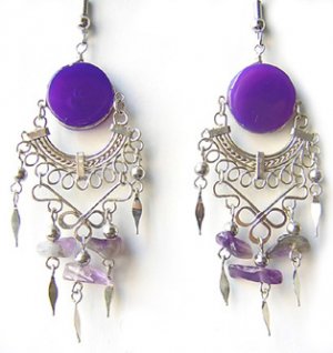 AMETHYST RAIN ~ LG PURPLE AGATE Gypsy Chandelier Earrings