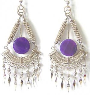 ANCESTORS ~ Purple Agate Silver Chandelier Earrings