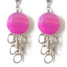 BALLERINA ~ Fuchsia Agate Silver Mini Chandelier Earrings