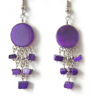 CARNIVAL ~ Purple Agate silver Mini Chandelier Earrings