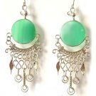 CELEBRATION ~ Green Agate Silver Chandelier Earrings