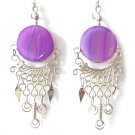 CELEBRATION ~ Purple Agate Silver Chandelier Earrings
