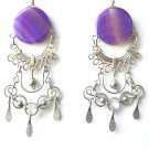 CROWN OF LOVE ~ Purple Agate Silver Chandelier Earrings