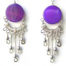 DAY BY DAY ~ Purple Agate Silver Chandelier Earrings