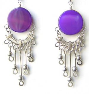 DAY BY DAY ~ Purple Agate Silver Chandelier Earrings