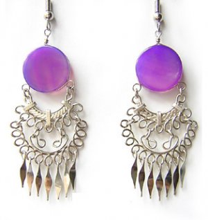 EGYPTIAN GODDESS~ LG PURPLE AGATE Gypsy Chandelier Earrings