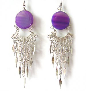 ENDLESS CHAIN ~ Long PURPLE AGATE Gypsy Chandelier Earrings