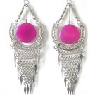 ENDLESS LOVE ~ LG Fuchsia Agate Silver Chandelier Earrings