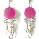 ENJOY LIFE ~ Fuchsia Agate Bamboo Mini Chandelier Earrings