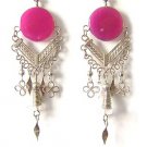 HARMONY ~ LG Fuchsia Agate Silver Chandelier Earrings
