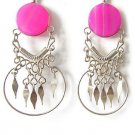 INDIAN PRINCESS~FUCHSIA AGATE Silver Chandelier Earrings