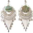 LOVE ALWAYS ~ Green Agate Silver Chandelier Earrings