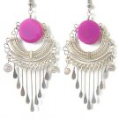 LOVE ALWAYS ~ Fuchsia Agate Silver Chandelier Earrings