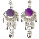 LUCKY DAY ~ Purple Agate Silver Clover Chandelier Earrings