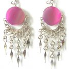 MESMERIZE ~ Fuchsia Agate Silver Chandelier Earrings